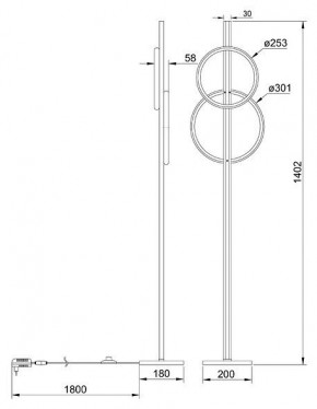 Торшер Arte Lamp Fluido A3913PN-24BK в Снежинске - snezhinsk.ok-mebel.com | фото 2