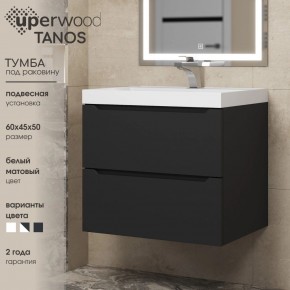 Тумба под раковину Uperwood Tanos 60 см, подвесная, черная матовая в Снежинске - snezhinsk.ok-mebel.com | фото 3