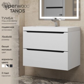 Тумба под раковину Uperwood Tanos 70 см, подвесная, белая/графит в Снежинске - snezhinsk.ok-mebel.com | фото 3