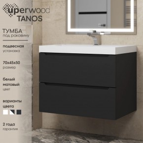 Тумба под раковину Uperwood Tanos 70 см, подвесная, черная матовая в Снежинске - snezhinsk.ok-mebel.com | фото 3