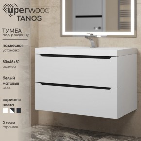 Тумба под раковину Uperwood Tanos 80 см, подвесная, белая/графит в Снежинске - snezhinsk.ok-mebel.com | фото 3