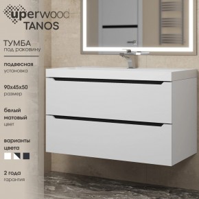Тумба под раковину Uperwood Tanos 90 см, подвесная, белая/графит в Снежинске - snezhinsk.ok-mebel.com | фото 3