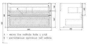 Тумба под раковину Uperwood Tanos 90 см, подвесная, черная матовая в Снежинске - snezhinsk.ok-mebel.com | фото 7