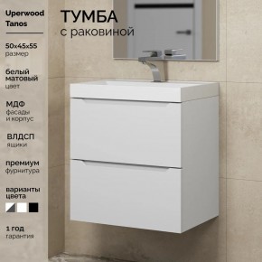 Тумба с раковиной Uperwood Tanos 50 см, подвесная, белая матовая в Снежинске - snezhinsk.ok-mebel.com | фото 5